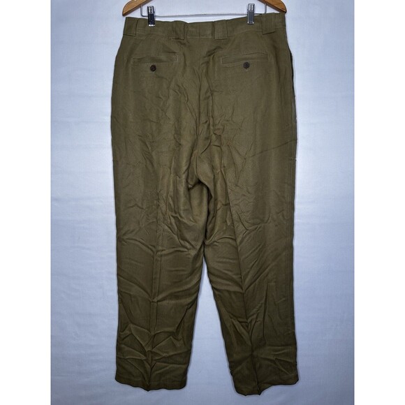 TOMMY BAHAMA Men's 35 100% SILK‎ Khaki Pants Straight Pleated Casual Dress Relax - Picture 3 of 8